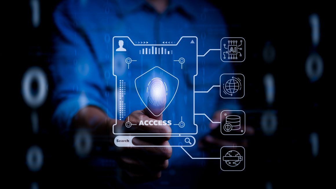 "cyber-security-concept-man-using-thumb-scan-finger-print-digital-processing-biometric-identification-access-information-security-system-includes-internet-cloud-system-mobile-phone-scaled."/